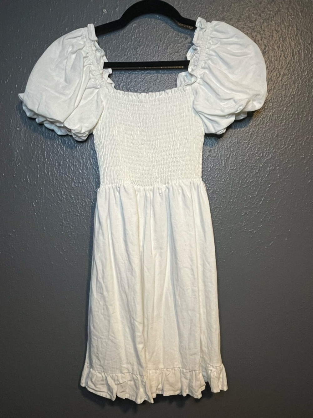 Show Me Your MuMu White Puff Sleeve Smocked Mini Dress